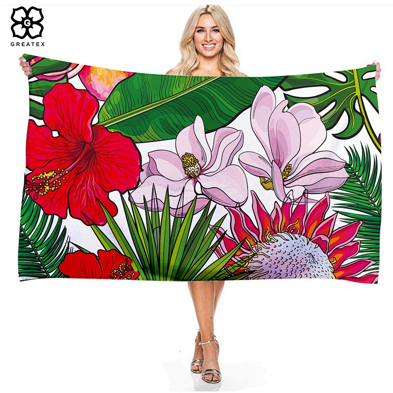 Wholesale high quality digital print designer woman swimming rectangular beach mat