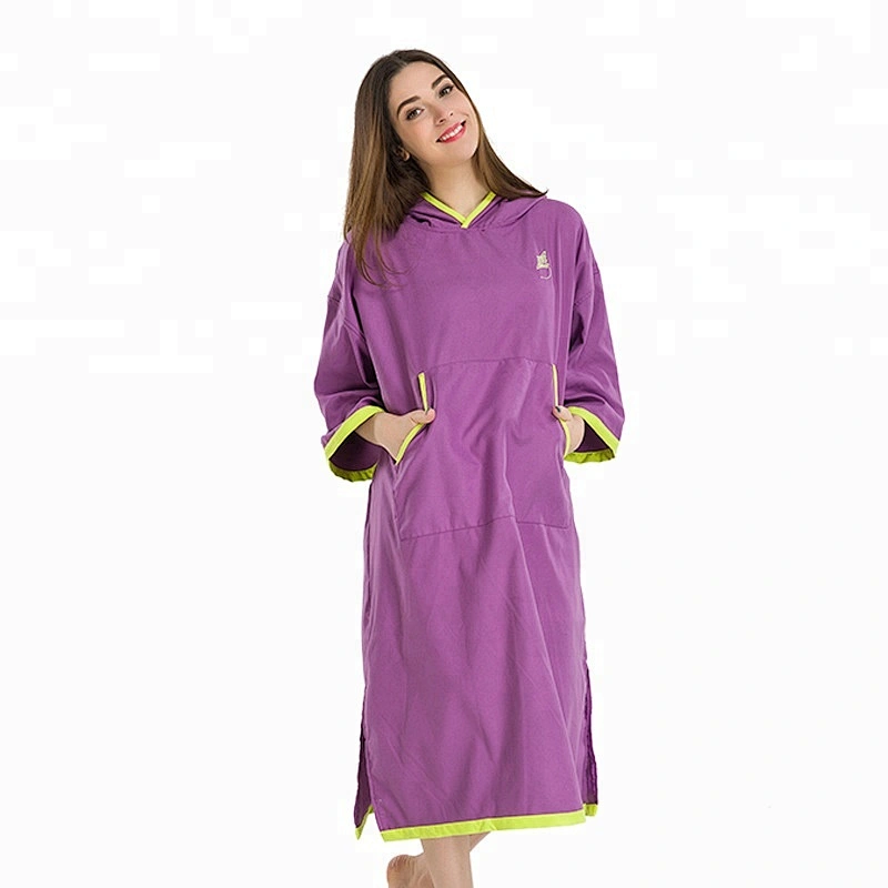 Fast dry Hooded Beach women knitted poncho