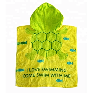 Terry printed cotton baby hooded bath towel