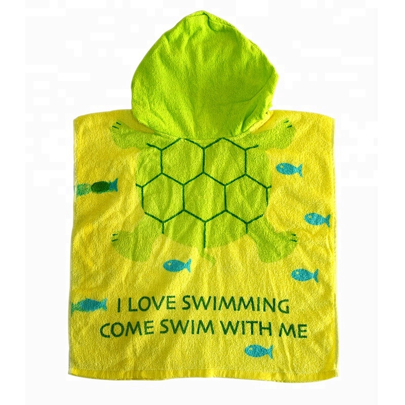 Terry printed cotton baby hooded bath towel