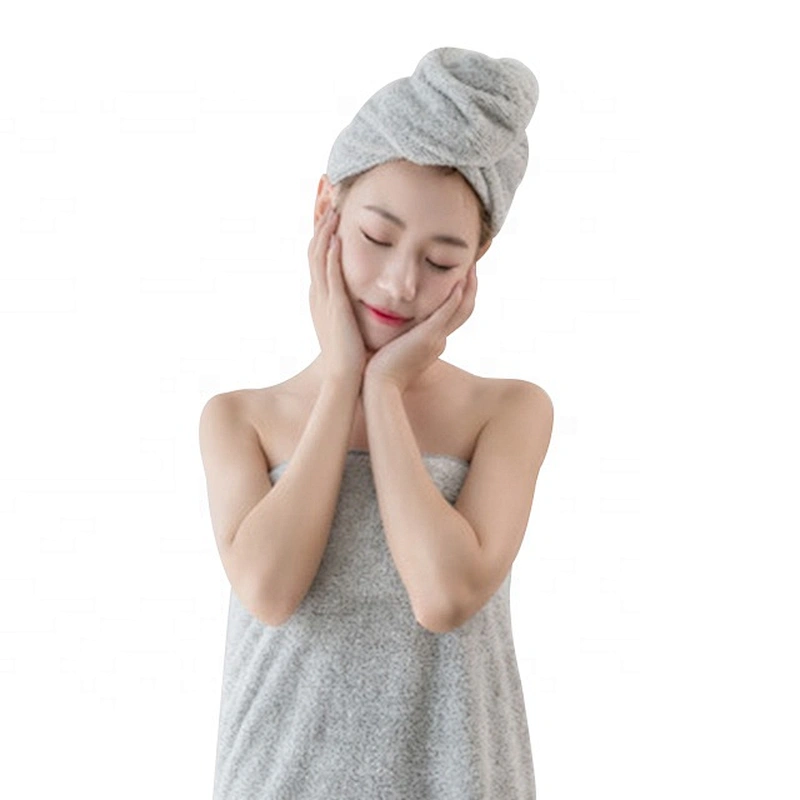Grey color microfiber hair drying towel wrap bath head wrap for women