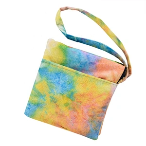Pool Chair Towel with Side Pockets,Tie-Dye Yellow,Microfiber Chaise Lounge Towel Cover for  Beach