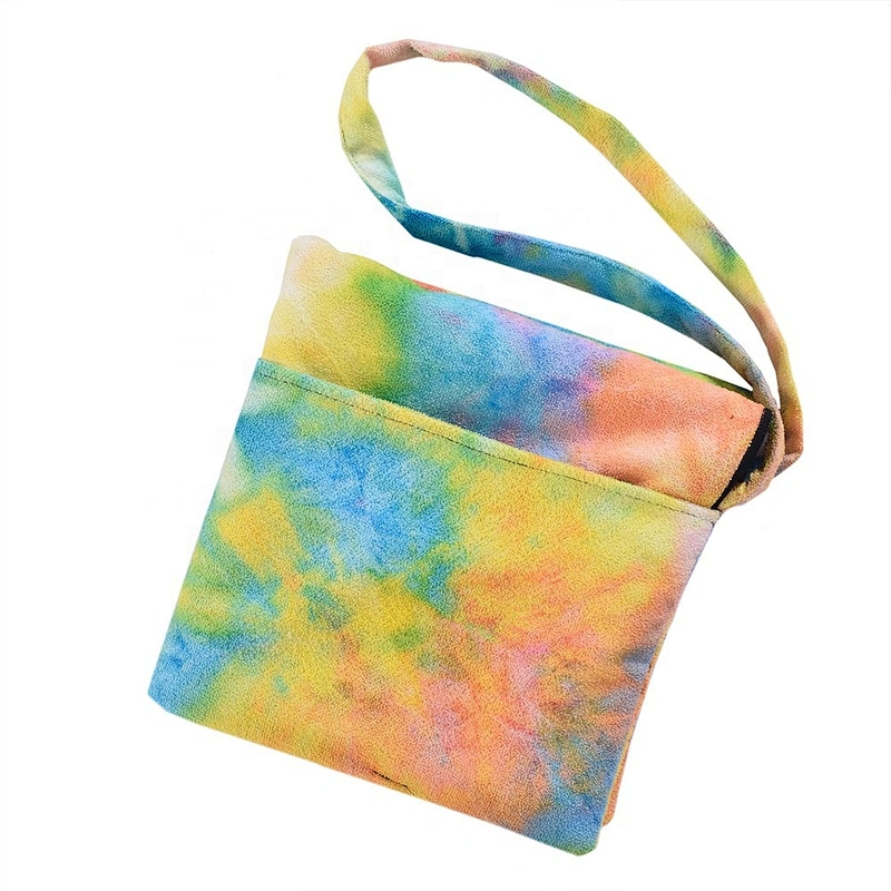 Pool Chair Towel with Side Pockets,Tie-Dye Yellow,Microfiber Chaise Lounge Towel Cover for  Beach