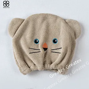 New arrival hot selling custom animal style hair drying hat hair turban towel kids