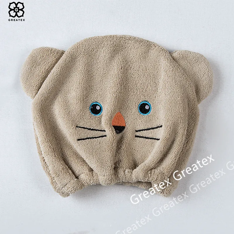 New arrival hot selling custom animal style hair drying hat hair turban towel kids