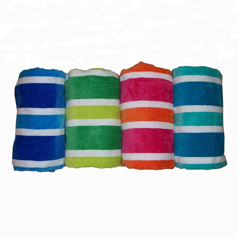Summer Pool Stripe Cotton velour beach towel