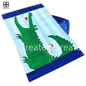 Super cute novelty printing cotton beach towel kids hooded