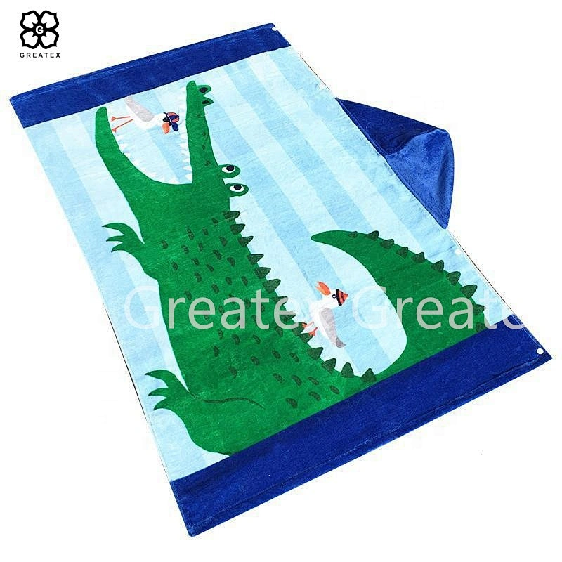 Super cute novelty printing cotton beach towel kids hooded