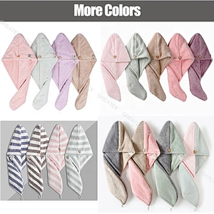 Double layer 4 pack quick-drying microfiber hair towel unique bath wrap towel for gifts
