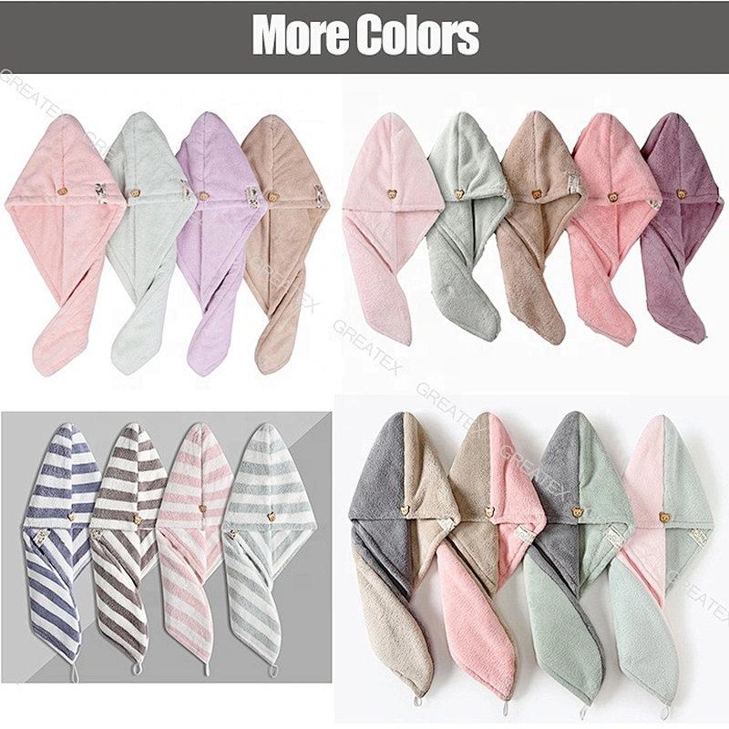 Double layer 4 pack quick-drying microfiber hair towel unique bath wrap towel for gifts