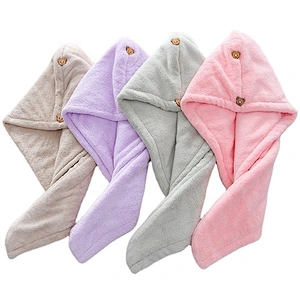 Double layer 4 pack quick-drying microfiber hair towel unique bath wrap towel for gifts