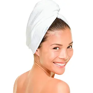 Salon White microfiber hair towel turban