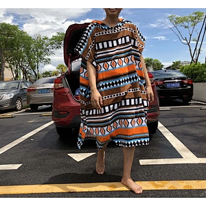Wholesale 100%cotton Printed Beach poncho towel for adults