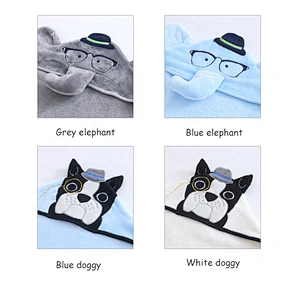 Plush Fleece Hooded Animal Embroidery Baby towel
