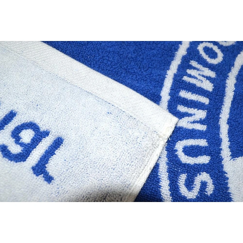 New Arrived OEM Blue and white Terry Logo Embossed bath towel