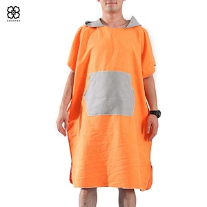 Promotional quick dry and convenient microfiber surf robe with hood