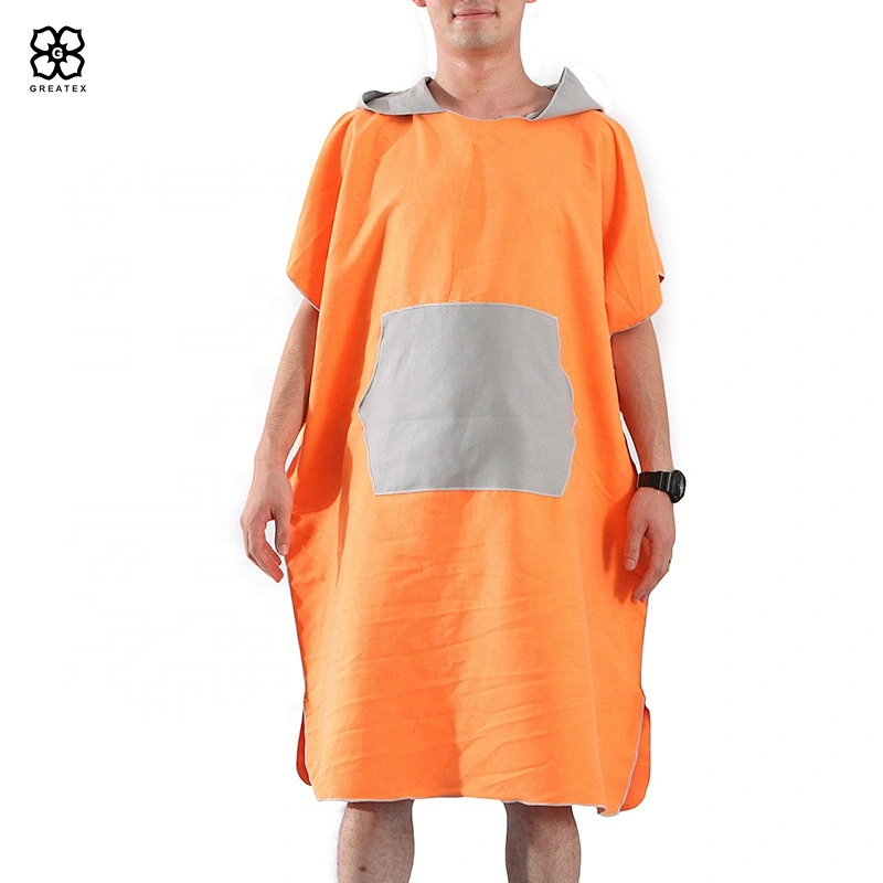 Promotional quick dry and convenient microfiber surf robe with hood