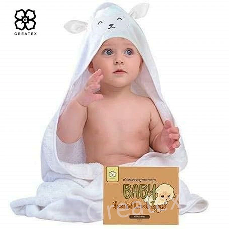 Soft absorbent washcloth set large baby children hooded bath towel