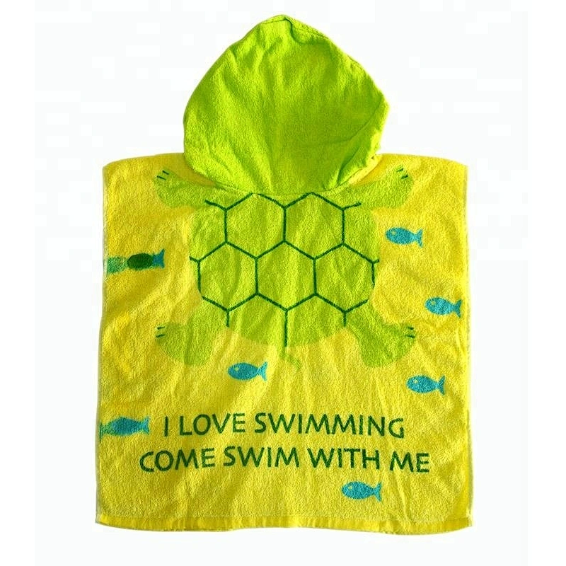Personalized custom logo Turtle Pattern Full color Printed baby animal hooded towel