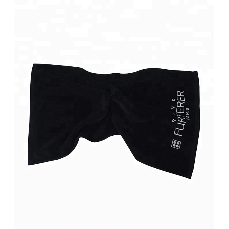 Wholesale hot sale 100%cotton Customized logo Bleach safe black salon towel