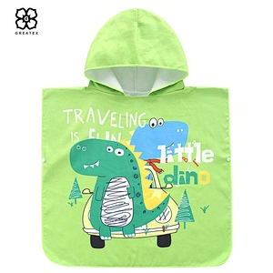 OEM custom animal print dry fast children poncho towel in beach