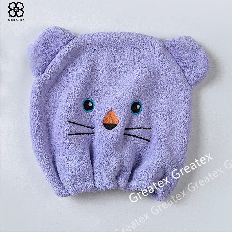 New arrival hot selling custom animal style hair drying hat hair turban towel kids