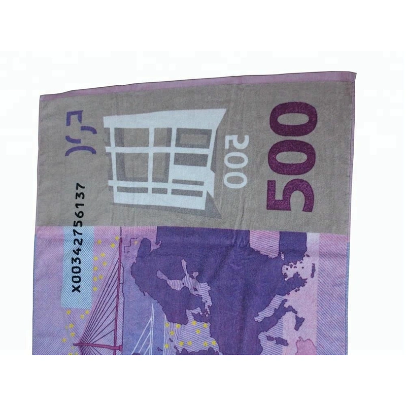 100% baumwolle 500 Dollar Full color printed beach towel
