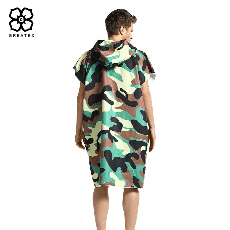 Factory price super soft custom microfiber surfing poncho changing robe in beach