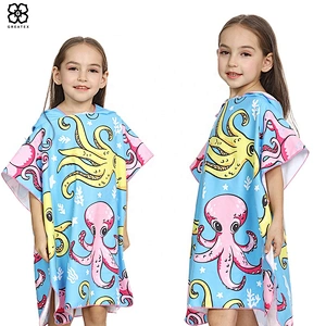 New arrival beautiful high quality printed hooded kids beach poncho towel