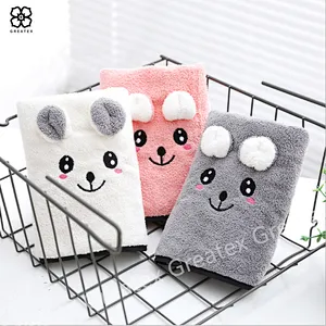 High quality hot sale embroidery animal face set baby kids bath towel soft