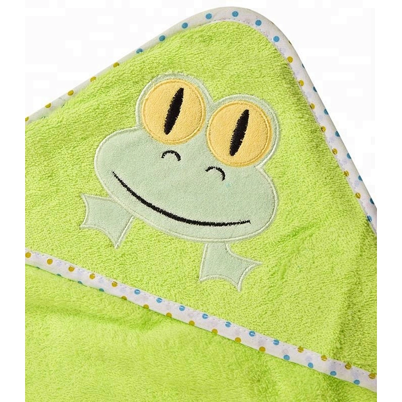 Cute Cartoon Terry cloth Poncho Frog Hooded towels for baby