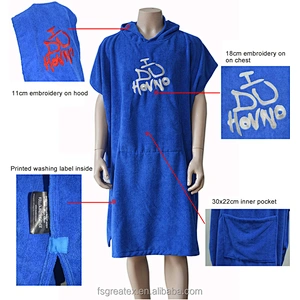 Adult Blue Surf Microfiber Terry Poncho towel