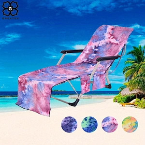 Amazon Hot sale 600g fancy designed tie dyed cheap Microfiber beach towels chair cover