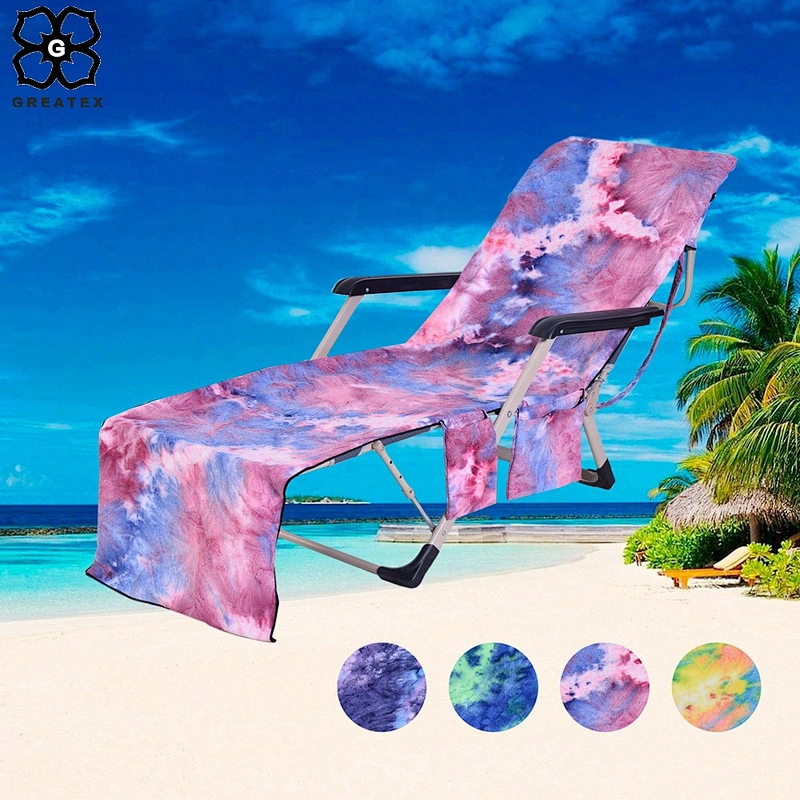 Amazon Hot sale 600g fancy designed tie dyed cheap Microfiber beach towels chair cover