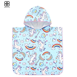 Wholesale printed cartoon children surfing robe bath poncho