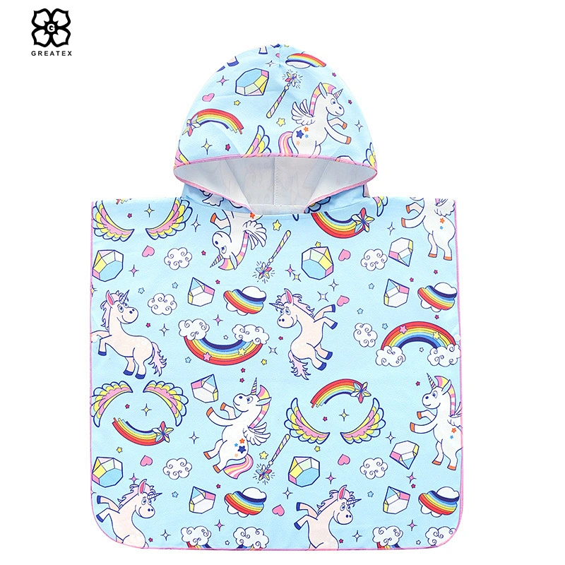 Wholesale printed cartoon children surfing robe bath poncho