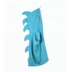 Hot sale 100% Cotton Cute Design Animal Hooded Poncho towel baby robe