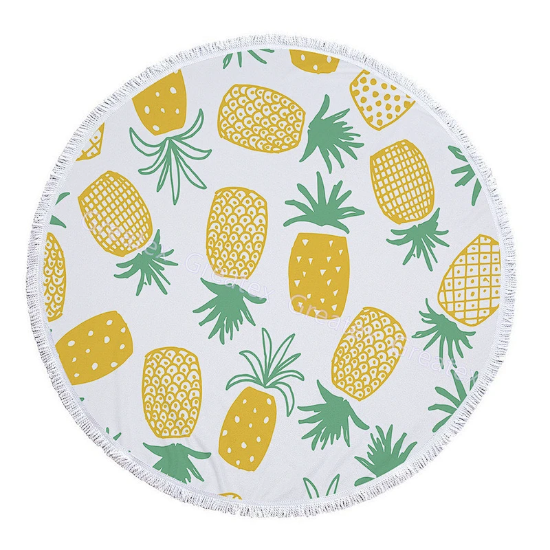 Wholesale microfiber cartoon printing patterns round beach towel with tassels