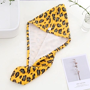 Promotional hot sale leopard print microfibre hair towel turban