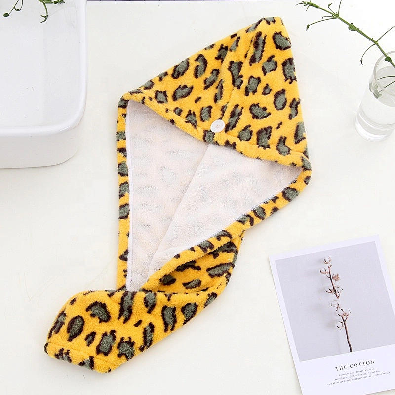 Promotional hot sale leopard print microfibre hair towel turban