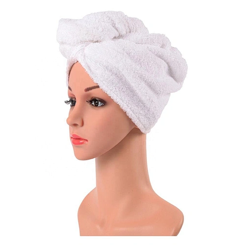 Spa Drying Plain Terry Cotton Hair Towel white