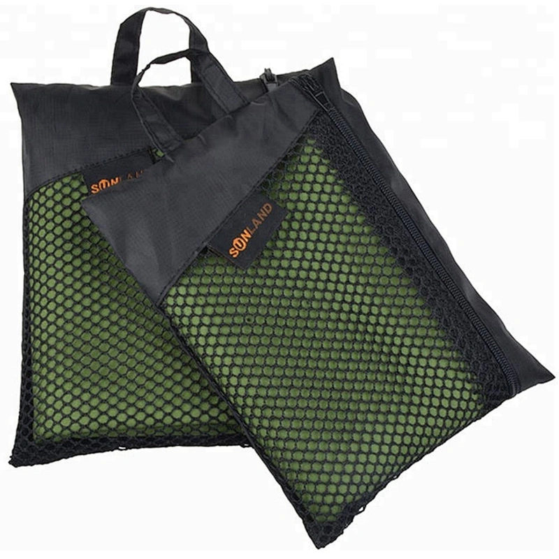 Mesh bag packed Gym Plain dyed microfiber custom sport towels