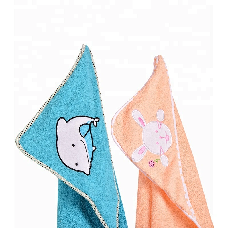 Multi designs embroidery 100% cotton baby hooded towels for kids