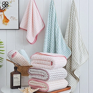 Hot sell popular quick dry simple chevron bath towel hand towel set