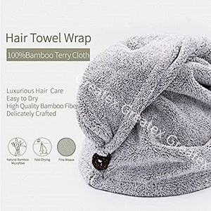 Best sale promotional women bath bamboo deluxe hair towel turban wrap