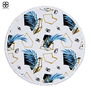 Custom made soft full color printed round towel for beach and travel