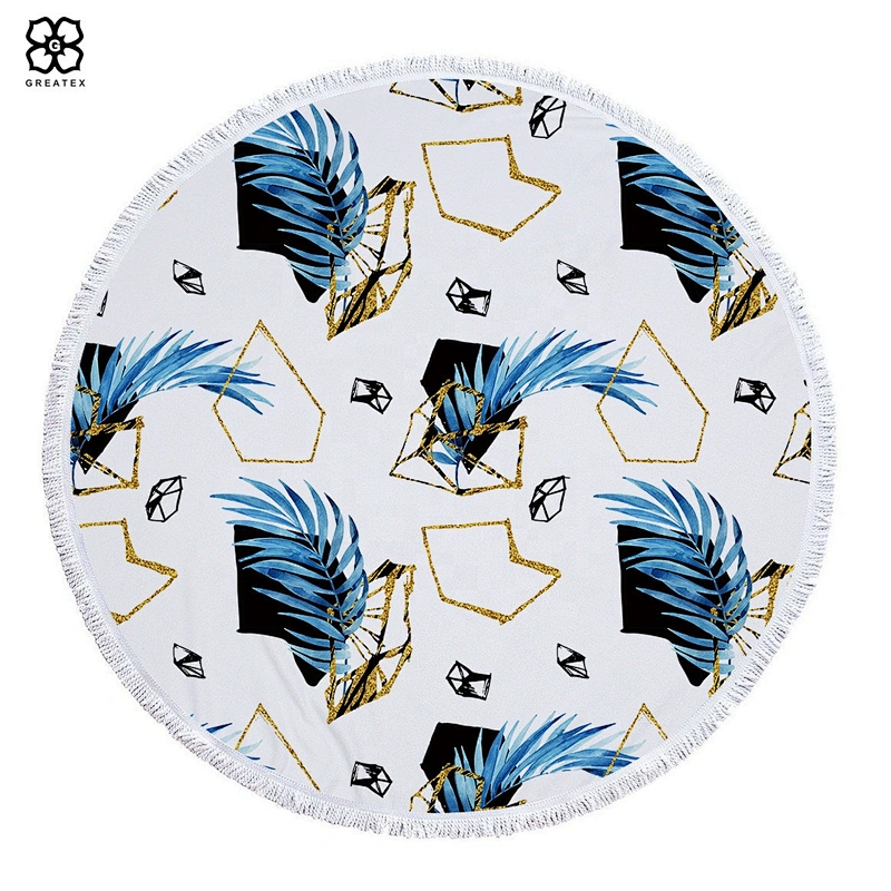 Custom made soft full color printed round towel for beach and travel