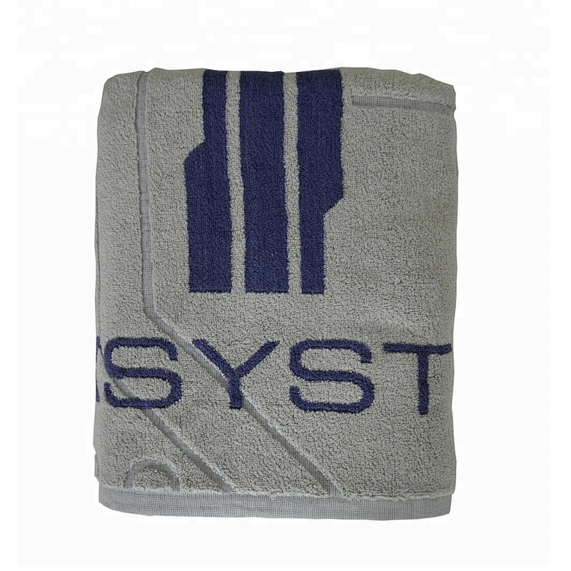 Promotional brand name designed woven beach towel 100% cotton with 500gsm