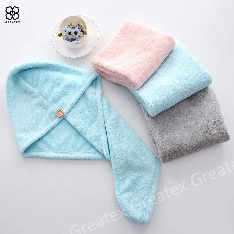Super fluffy highly absorbent microfiber coral fleece soft hair towel