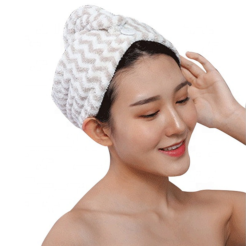 Anti frizz white&grey terry hair towel microfiber with supper absorbent for gifts